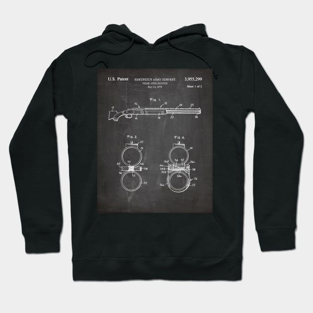 Remington Shotgun Patent - Police Officer Law Enforcement Art - Black Chalkboard Hoodie by patentpress